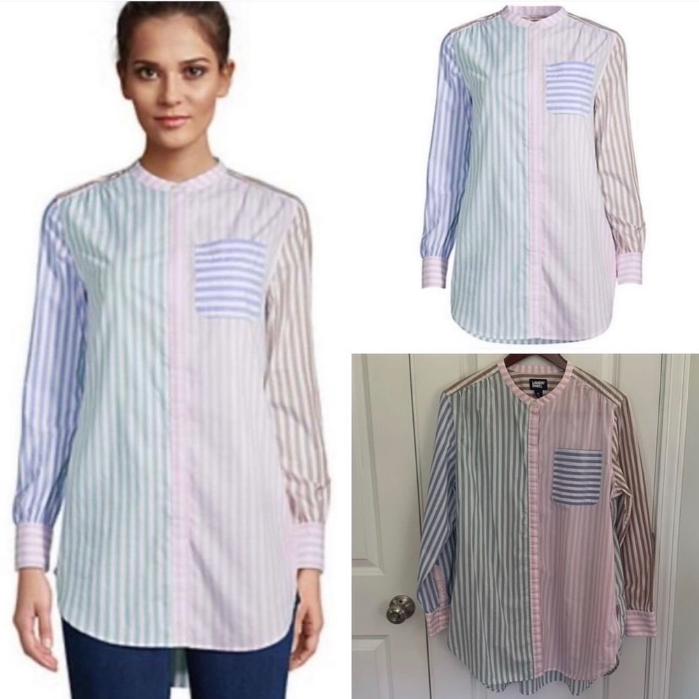 Lands' End Cotton Colorblock Tunic Top
